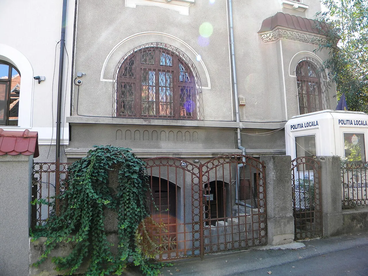 Detaliu al fațadei Muzeului Victor Babeș, strada Andrei Mureșanu 14A, în 2014.